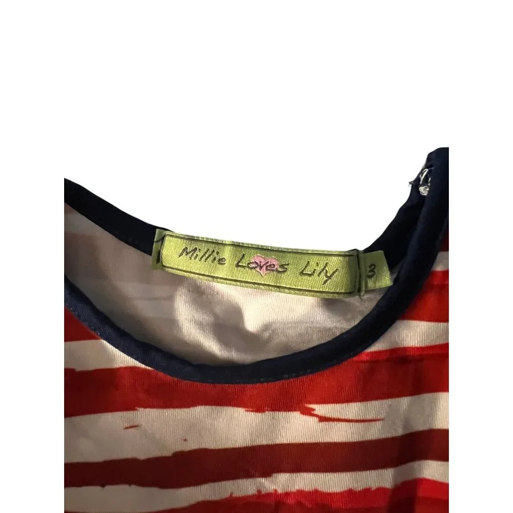 Millie Loves Lily Angel Wing Dress Size 3T Stars & Stripes Red White & Blue Soft